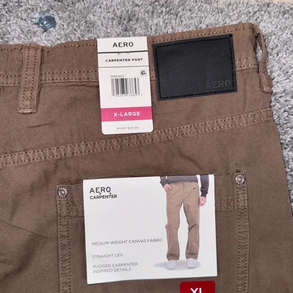Aeropostale Carpenter Pant Mens Straight Leg Canvas Brown XL NEW